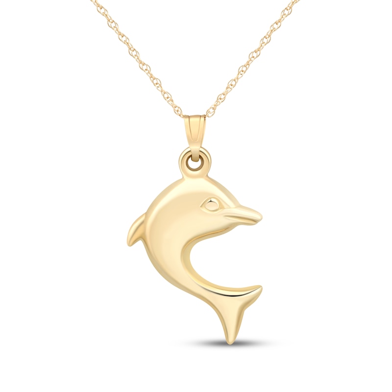 Main Image 1 of Dolphin Necklace 14K Yellow Gold 18"