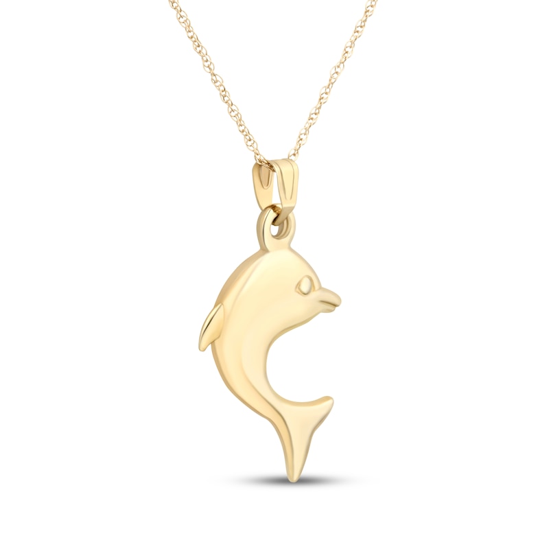 Main Image 2 of Dolphin Necklace 14K Yellow Gold 18"