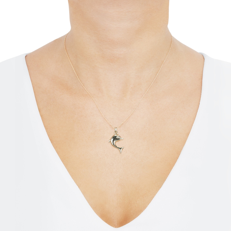 Main Image 5 of Dolphin Necklace 14K Yellow Gold 18"