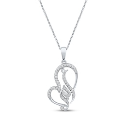 Arabic "Grandma" Diamond Tilted Heart Necklace 1/5 ct tw 10K White Gold 18"