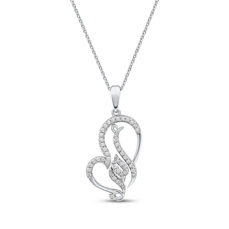 Main Image 1 of Arabic &quot;Grandma&quot; Diamond Tilted Heart Necklace 1/5 ct tw 10K White Gold 18&quot;