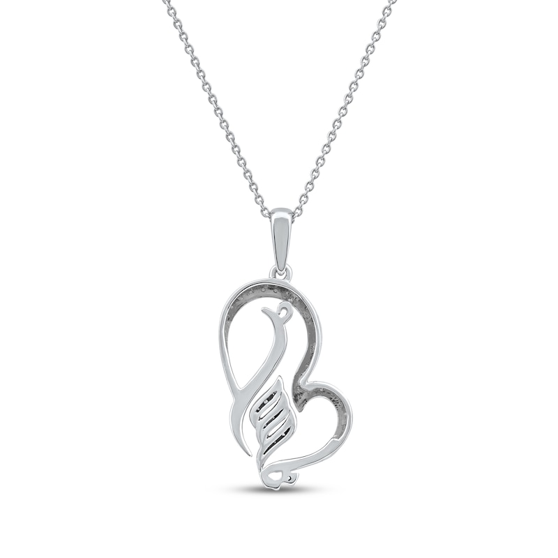 Main Image 3 of Arabic &quot;Grandma&quot; Diamond Tilted Heart Necklace 1/5 ct tw 10K White Gold 18&quot;