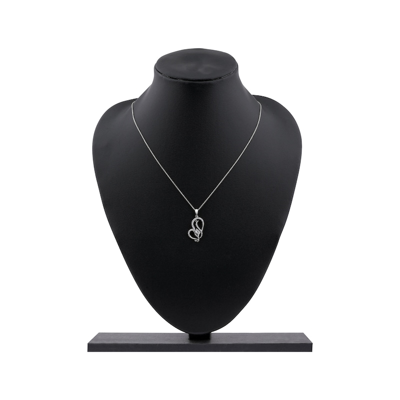 Main Image 5 of Arabic "Grandma" Diamond Tilted Heart Necklace 1/5 ct tw 10K White Gold 18"