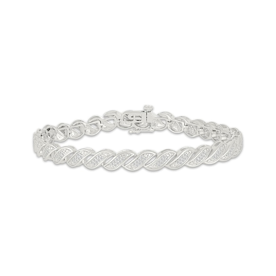 Diamond S-Link Bracelet 1 ct tw Sterling Silver 7.25"