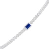 Thumbnail Image 3 of Baguette-Cut Blue Lab-Created Sapphire & White Lab-Created Sapphire Bracelet Sterling Silver 7"