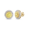 Thumbnail Image 1 of Yellow & White Lab-Grown Diamond Stud Earrings 1 ct tw 10K Yellow Gold
