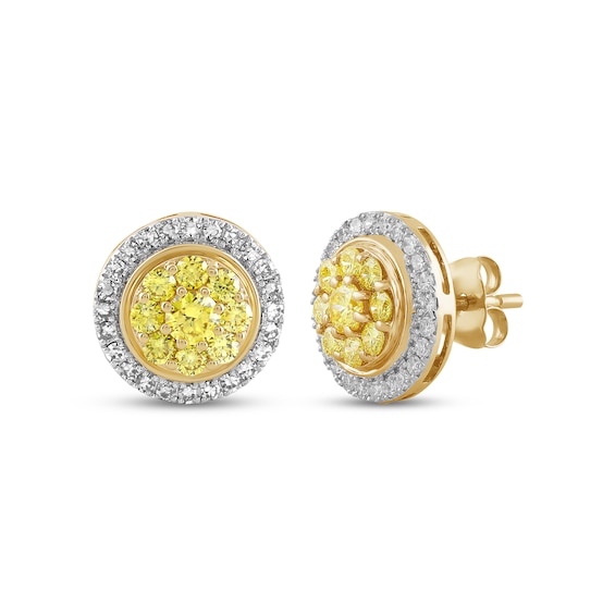 Yellow & White Lab-Grown Diamond Stud Earrings 1 ct tw 10K Yellow Gold