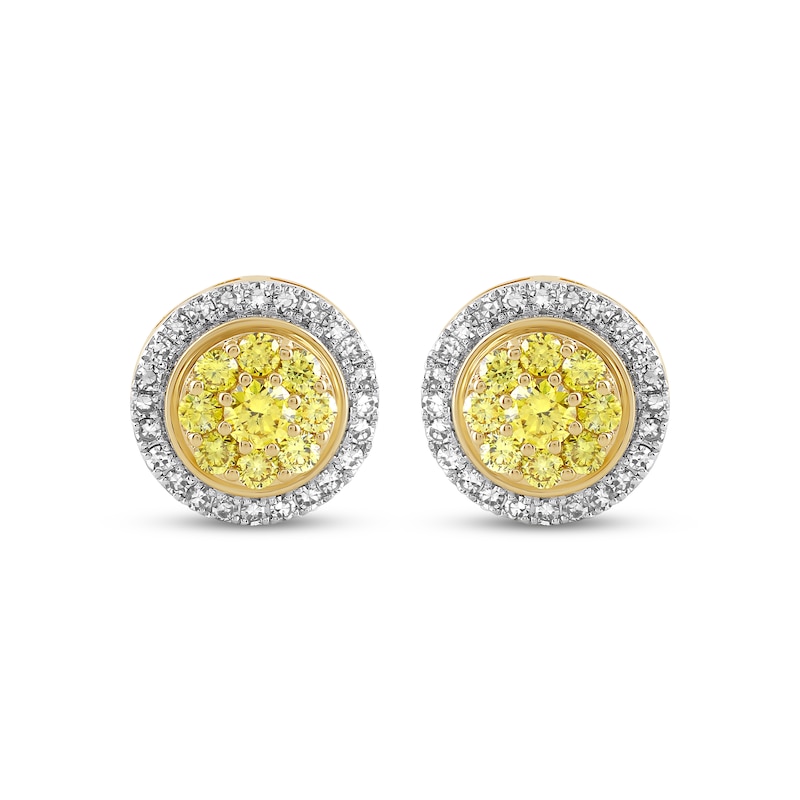 Main Image 2 of Yellow & White Lab-Grown Diamond Stud Earrings 1 ct tw 10K Yellow Gold