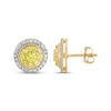 Thumbnail Image 3 of Yellow & White Lab-Grown Diamond Stud Earrings 1 ct tw 10K Yellow Gold