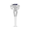 Thumbnail Image 2 of Pear-Shaped Blue Lab-Created Sapphire & White Lab-Created Sapphire Halo Ring Sterling Silver
