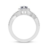 Thumbnail Image 3 of Pear-Shaped Blue Lab-Created Sapphire & White Lab-Created Sapphire Halo Ring Sterling Silver
