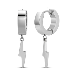 Men's Lightning Dangle Hoop Earrings Stainless Steel