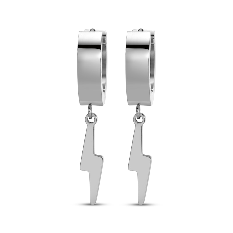Main Image 2 of Men's Lightning Dangle Hoop Earrings Stainless Steel