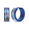 Thumbnail Image 1 of Men's Fishbone-Pattern Hoop Earrings Stainless Steel & Blue Ion Plating