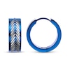 Thumbnail Image 2 of Men's Fishbone-Pattern Hoop Earrings Stainless Steel & Blue Ion Plating