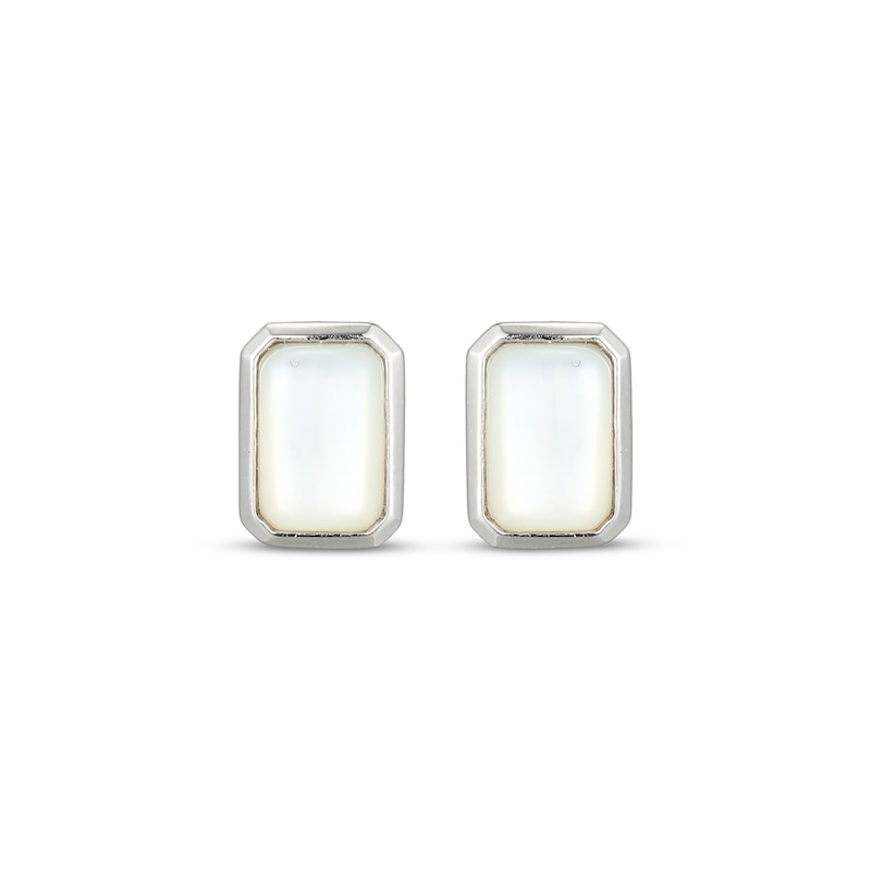 Main Image 2 of STUDIO BY KAY Emerald-Cut Mother-of-Pearl Stud Earrings Sterling Silver