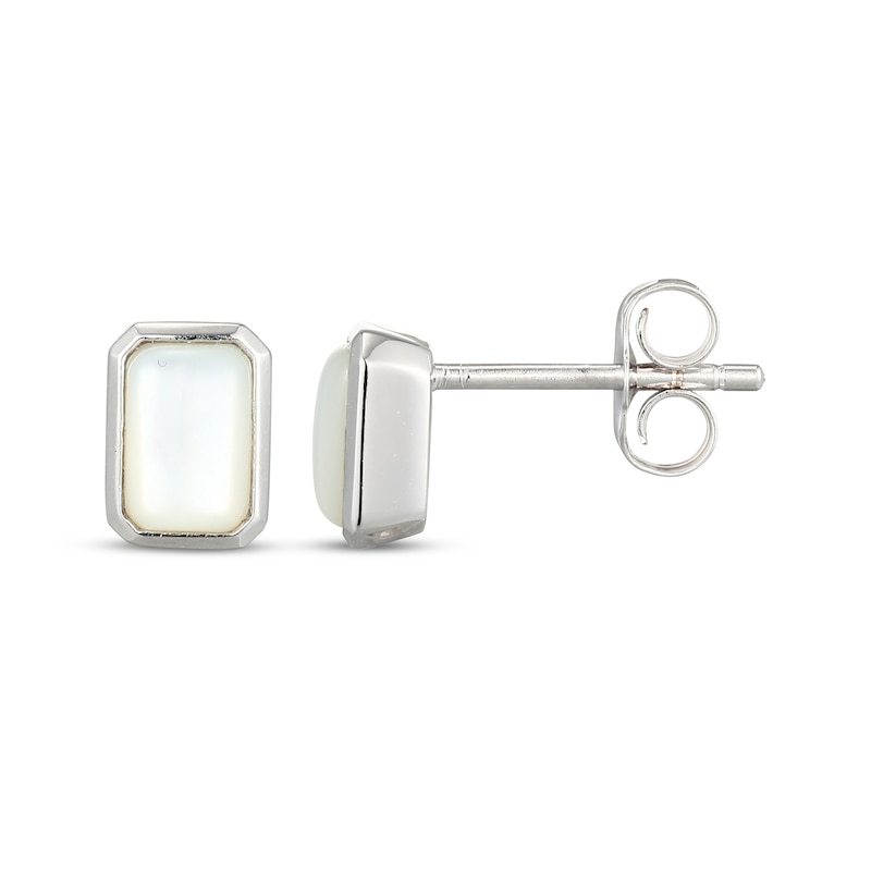 Main Image 3 of STUDIO BY KAY Emerald-Cut Mother-of-Pearl Stud Earrings Sterling Silver