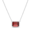 Thumbnail Image 1 of STUDIO BY KAY Emerald-Cut Garnet Bezel-Set Solitaire Necklace Sterling Silver 18"