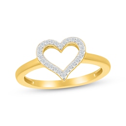 Diamond Heart Outline Ring 1/10 ct tw 10K Yellow Gold