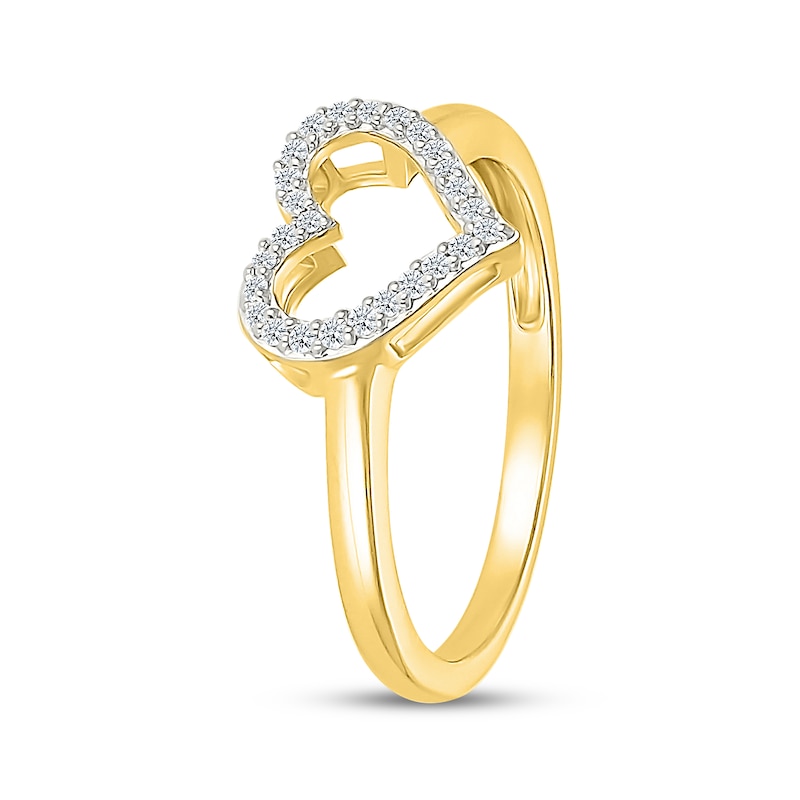 Main Image 2 of Diamond Heart Outline Ring 1/10 ct tw 10K Yellow Gold