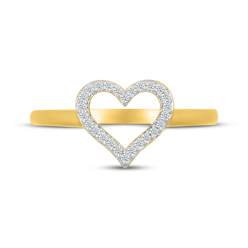 Main Image 4 of Diamond Heart Outline Ring 1/10 ct tw 10K Yellow Gold