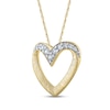 Thumbnail Image 2 of Diamond Textured Heart Outline Necklace 1/4 ct tw 10K Yellow Gold 18"