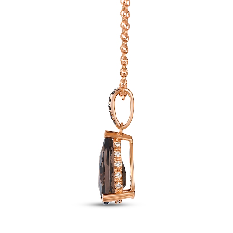 Main Image 2 of Le Vian Pear-Shaped Chocolate Quartz Necklace 1/8 ct tw Diamonds 14K Strawberry Gold 19"