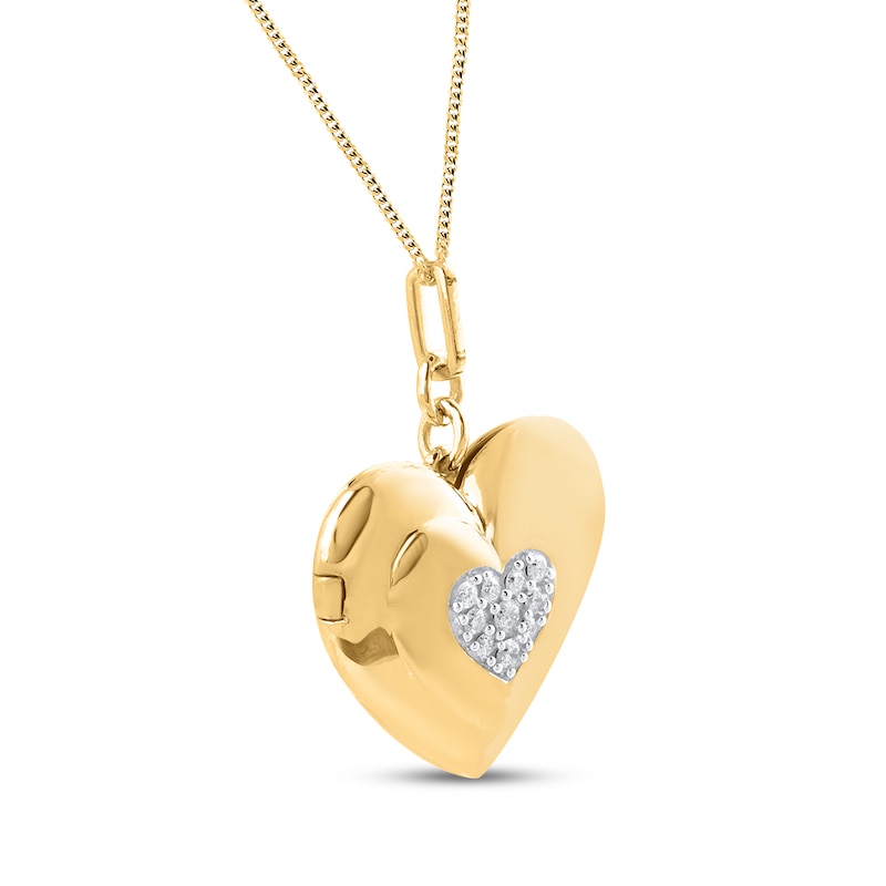 Main Image 2 of Multi-Diamond Dome Locket Necklace 1/10 ct tw 10K Yellow Gold 18"