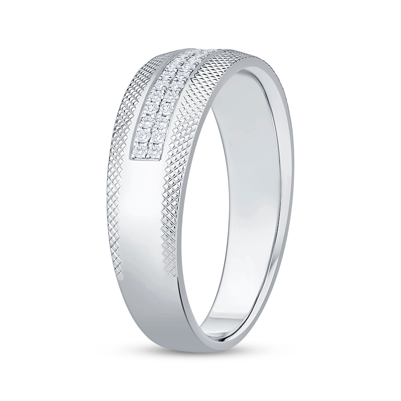 Main Image 2 of Now + Forever Men's Diamond Knurled Wedding Band 1/4 ct tw 10K White Gold