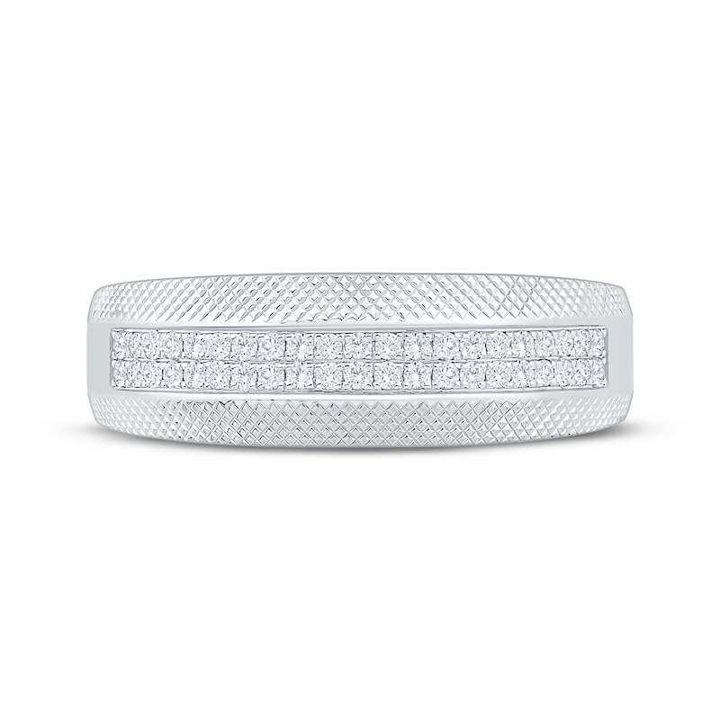 Main Image 3 of Now + Forever Men's Diamond Knurled Wedding Band 1/4 ct tw 10K White Gold