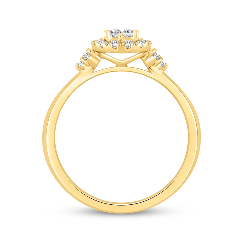 Main Image 3 of Now + Forever Princess-Cut Multi-Diamond Halo Engagement Ring 3/8 ct tw 14K Yellow Gold