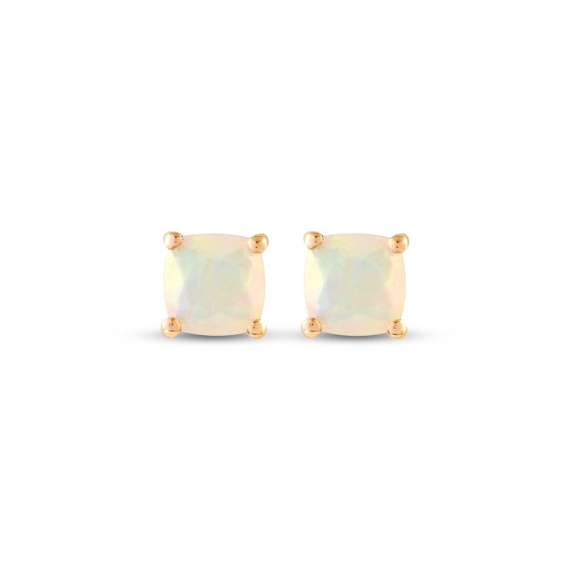 Main Image 2 of Cushion-Cut Opal Solitaire Stud Earrings 10K Yellow Gold