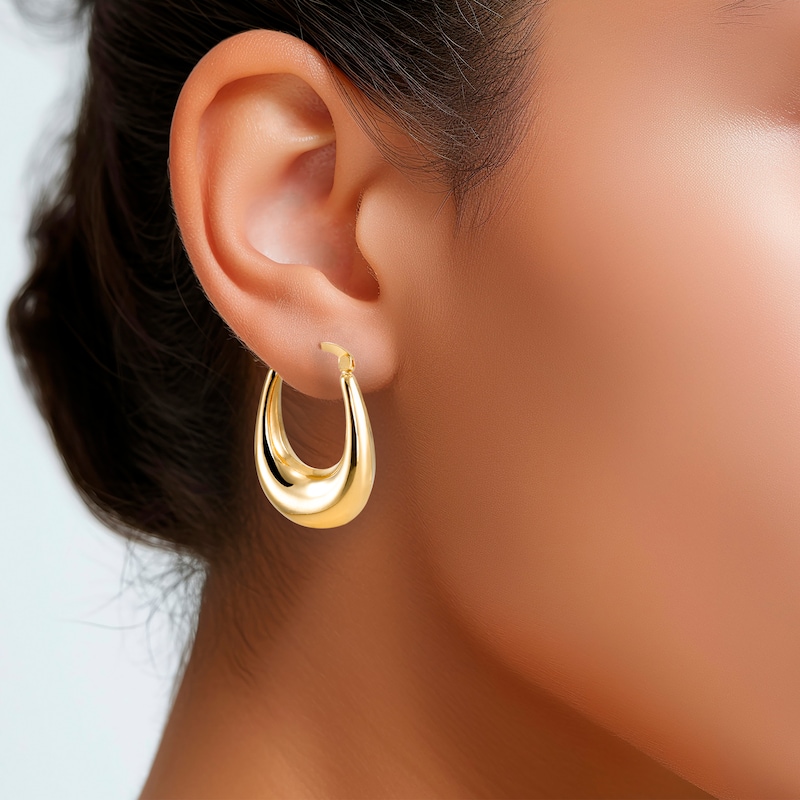 Main Image 3 of STUDIO BY KAY Oval Crescent Hoop Earrings 24K Yellow Gold Vermeil Sterling Silver 31mm