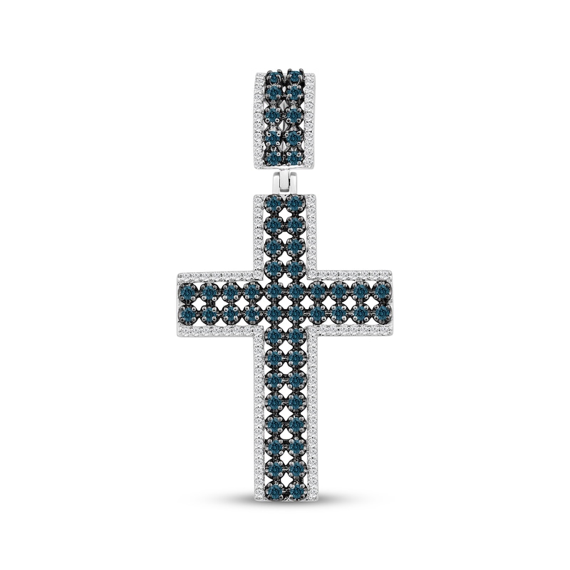 Main Image 1 of Men's Blue & White Diamond Cross Charm 3/4 ct tw Sterling Silver