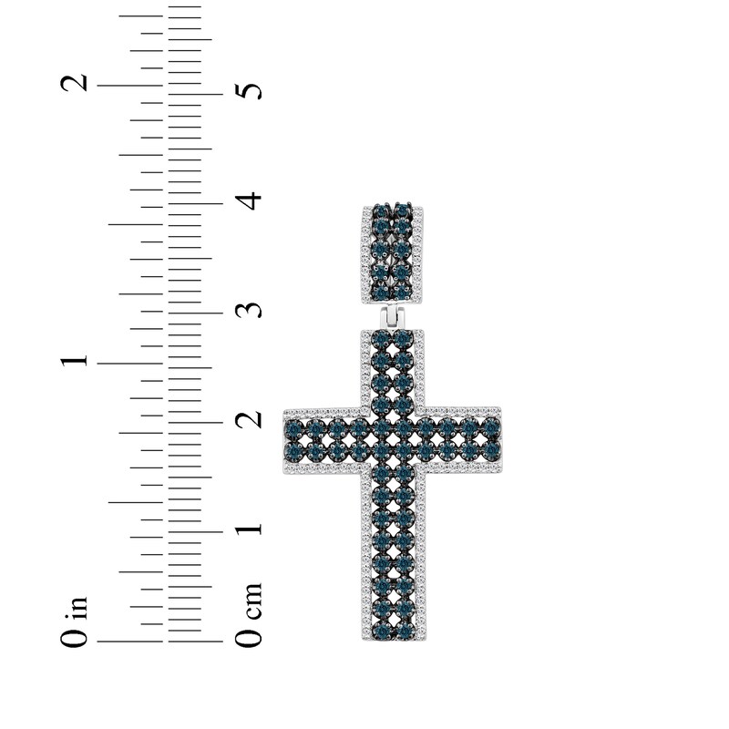 Main Image 3 of Men's Blue & White Diamond Cross Charm 3/4 ct tw Sterling Silver