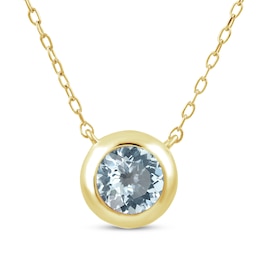 STUDIO BY KAY Bezel-Set Aquamarine Solitaire Necklace 24K Yellow Gold Vermeil Sterling Silver 18"