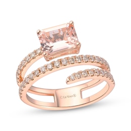 Le Vian Good Karma Emerald-Cut Morganite Ring 1/2 ct tw Diamonds 14K Strawberry Gold