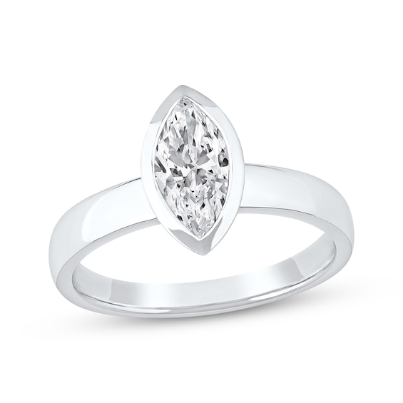 Now + Forever Lab-Grown Diamonds Marquise-Cut Bezel-Set Solitaire Engagement Ring 1 ct tw 14K White Gold (F/VS2)