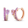 Thumbnail Image 1 of Le Vian Good Karma Pear-Shaped Amethyst & Pink Sapphire Hoop Earrings 1/5 ct tw Diamonds 14K Strawberry Gold