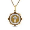 Thumbnail Image 1 of STUDIO BY KAY Lab-Grown Diamond Cross Coin-Edge Medallion Necklace 1/6 ct tw 24K Yellow Gold Vermeil Sterling Silver 18"