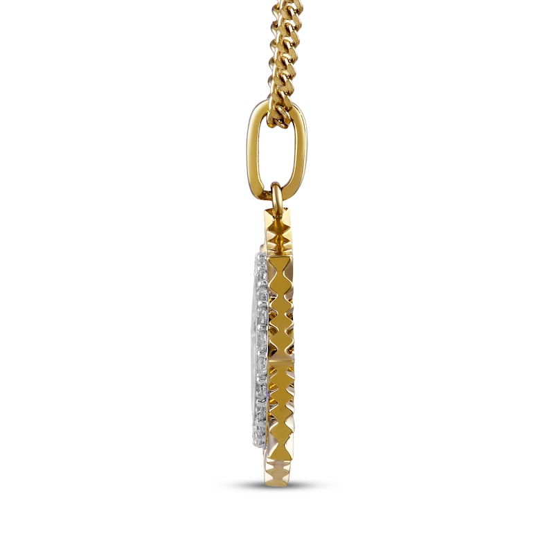 Main Image 2 of STUDIO BY KAY Lab-Grown Diamond Cross Coin-Edge Medallion Necklace 1/6 ct tw 24K Yellow Gold Vermeil Sterling Silver 18"