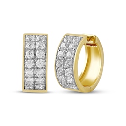 STUDIO BY KAY Men's Lab-Grown Diamond Two-Row Huggie Hoop Earrings 1 ct tw 24K Yellow Gold Vermeil Sterling Silver