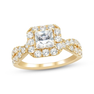 Princess-Cut Diamond Halo Engagement Ring 2 ct tw 18K Yellow Gold