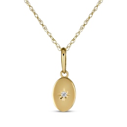Children's Cubic Zirconia Star Medallion Necklace 14K Yellow Gold Necklace 15"