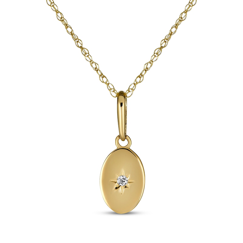 Main Image 1 of Children's Cubic Zirconia Star Medallion Necklace 14K Yellow Gold Necklace 15"
