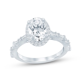 KAY Bow Collection Oval-Cut Lab-Grown Diamond Halo Engagement Ring 2-1/4 ct tw 14K White Gold