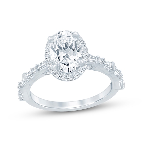 KAY Bow Collection Oval-Cut Lab-Grown Diamond Halo Engagement Ring 2-1/4 ct tw 14K White Gold