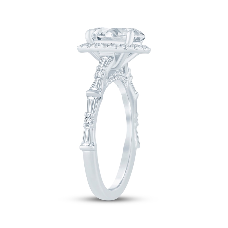 Main Image 2 of KAY Bow Collection Oval-Cut Lab-Grown Diamond Halo Engagement Ring 2-1/4 ct tw 14K White Gold