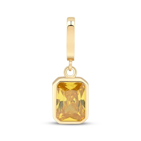 Charmed Memories Emerald-Cut Orange Cubic Zirconia Charm 10K Yellow Gold