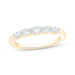 Now + Forever Lab-Grown Diamonds Oval-Cut Five-Stone Anniversary Ring 1/2 ct tw 14K Yellow Gold